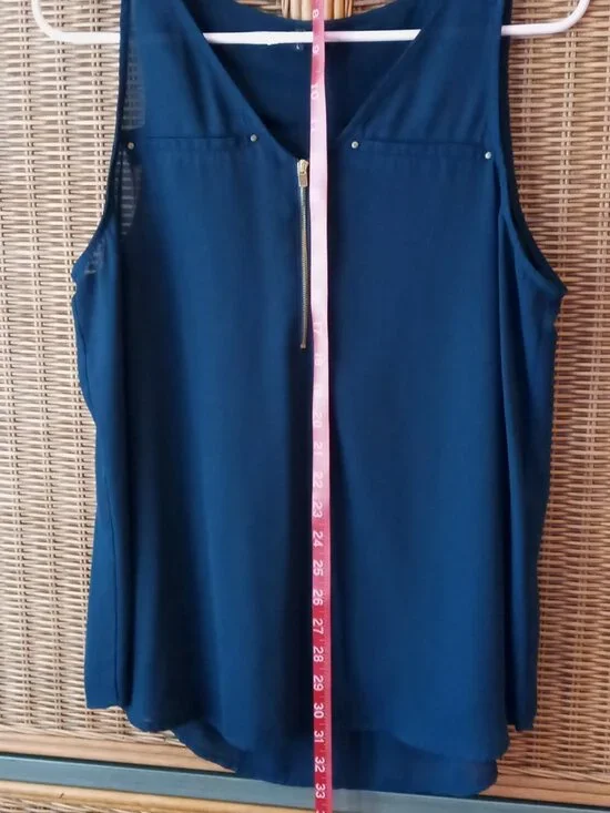 Maurices Women's Sleeveless Zip-up Blouse Semi-Sheer Classic Indigo Blue NWOT - Picture 3 of 14
